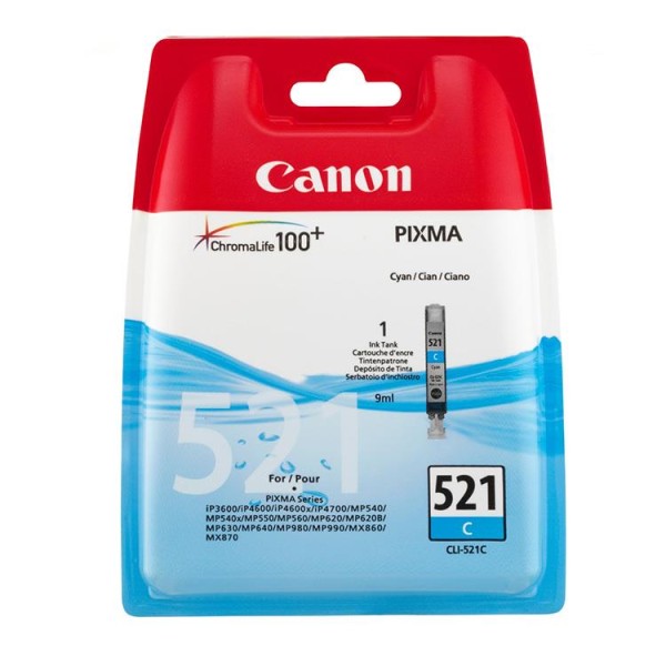 CANON CLI-521C Tinte cyan Standardkapazität 1-pack blister mit Alarm