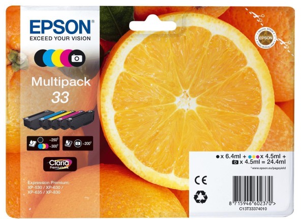 EPSON 33 Multipack non-tagged - Claria Premium Ink Orange