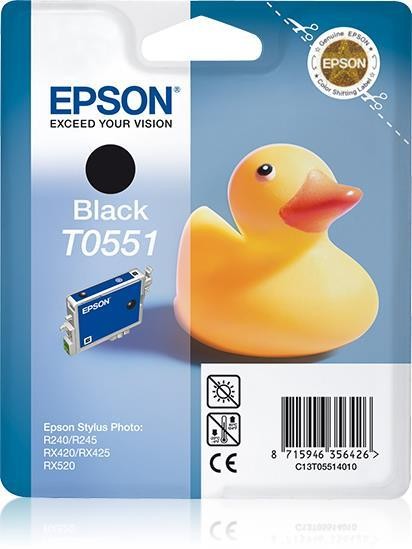 EPSON T0551 Tinte schwarz Standardkapazität 8ml 290 Seiten 1-pack blister ohne Alarm