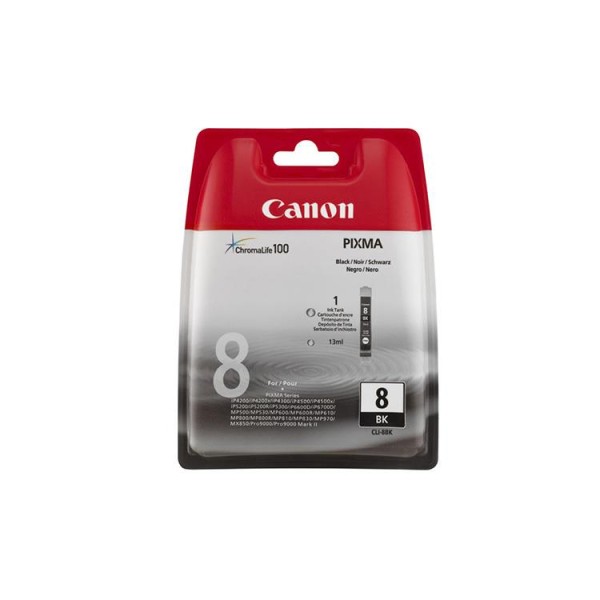 CANON CLI-8BK Tinte schwarz Standardkapazität 1-pack blister mit Alarm