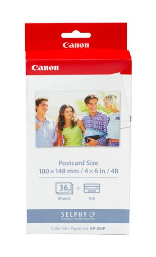 CANON KP-36IP Foto Papier 100x148mm 36 Blatt + Tintenkassette fuer Selphy CP Rückseite Postkarteform