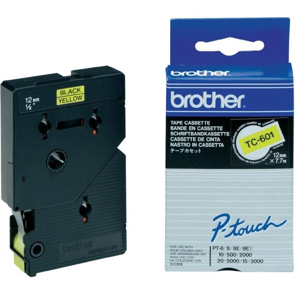 BROTHER P-Touch TC-601 schwarz auf gelb 12mm