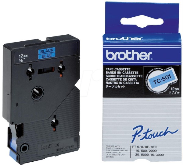 BROTHER P-Touch TC-501 schwarz auf blau 12mm