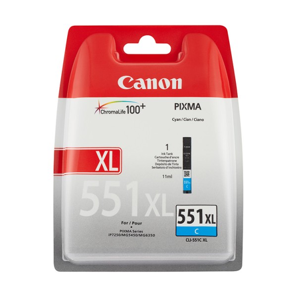 CANON CLI-551XL C BL Tinte cyan 1-pack blister mit Alarm