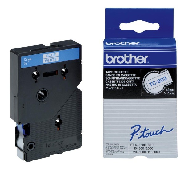 BROTHER P-Touch TC-203 blau auf weiss 12mm